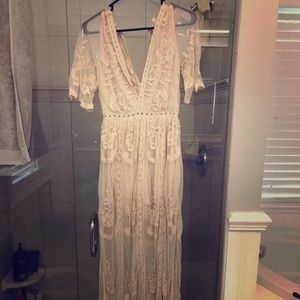 Deep V Lace Maxi Dress (with slip)